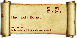 Hedrich Donát névjegykártya